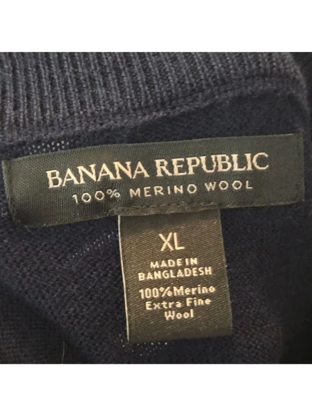 Quarter Zip Sweater Banana Republic Navy Minimalist Quiet Luxury Pullover XL